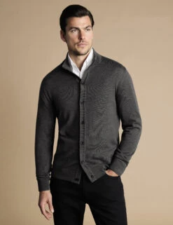 Pure Wool Funnel Neck Cardigan