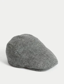 Pure Wool Herringbone Flat Cap With Stormwear™