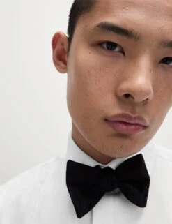 Regular Fit Cotton Dress Shirt With Bow Tie