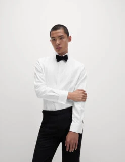 Regular Fit Cotton Dress Shirt With Bow Tie -Marksandspencer Sale Store Regular Fit Cotton Dress Shirt with Bow Tie 4