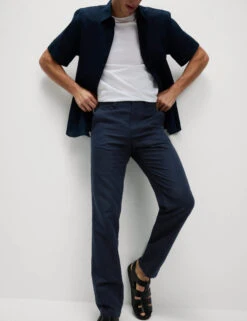 Regular Fit Cotton Linen Blend Chinos -Marksandspencer Sale Store Regular Fit Cotton Linen Blend Chinos 3