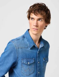 Wrangler Regular Fit Denim Shirt -Marksandspencer Sale Store Regular Fit Denim Shirt 3