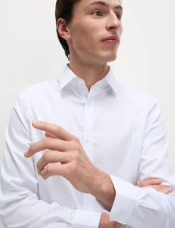 Regular Fit Easy Iron Pure Cotton Textured Shirt -Marksandspencer Sale Store Regular Fit Easy Iron Pure Cotton Textured Shirt 2