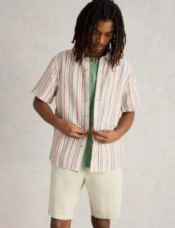 WHITE STUFF Regular Fit Linen Rich Striped Shirt