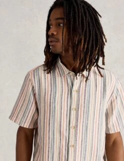 WHITE STUFF Regular Fit Linen Rich Striped Shirt -Marksandspencer Sale Store Regular Fit Linen Rich Striped Shirt 4