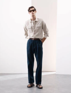 Regular Fit Lyocell Blend Single Pleat Trousers -Marksandspencer Sale Store Regular Fit Lyocell Blend Single Pleat Trousers 4