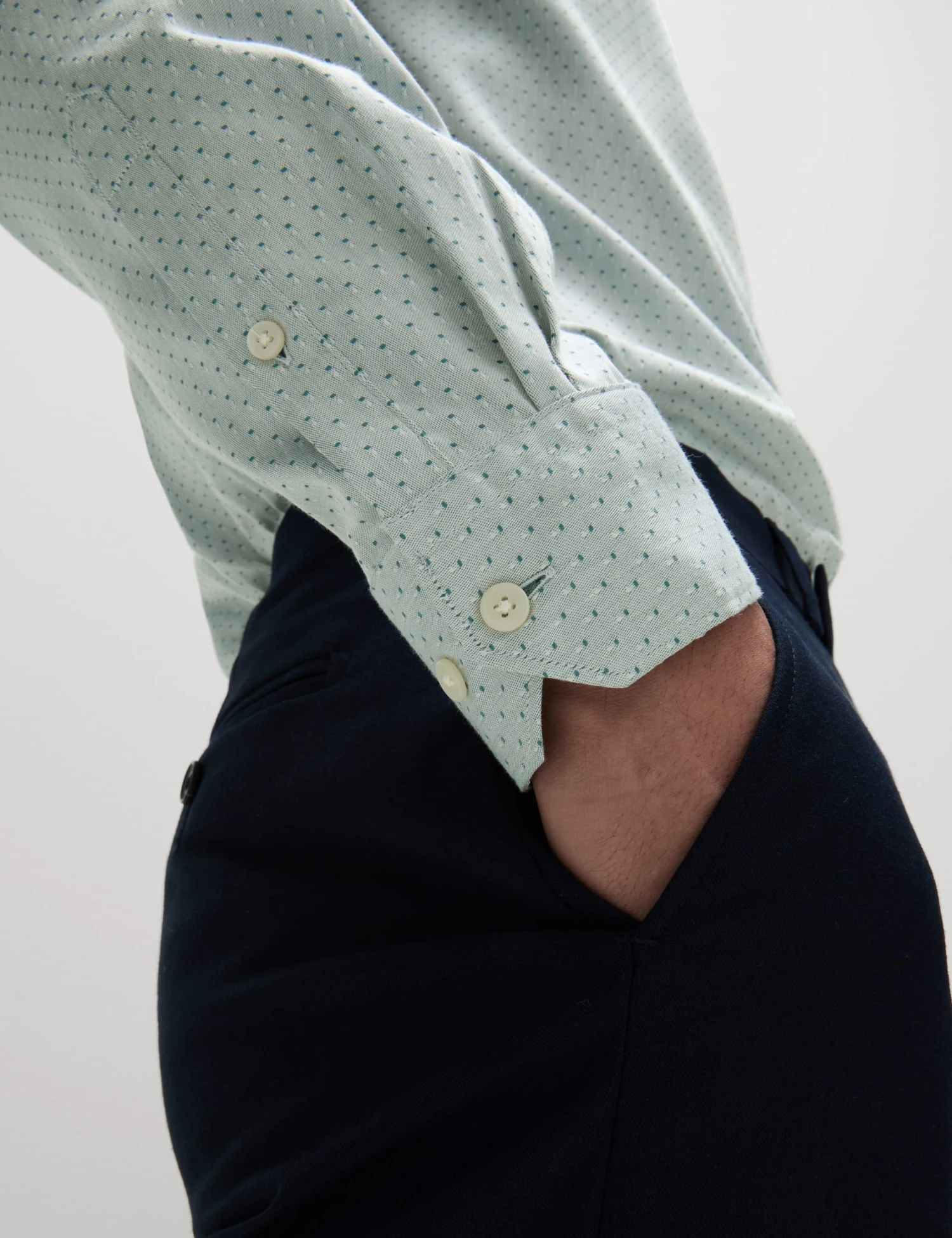 Regular Fit Pure Cotton Dobby Spot Shirt 5 Regular Fit Pure Cotton Dobby Spot Shirt - Image 5