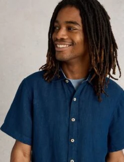 WHITE STUFF Regular Fit Pure Linen Short Sleeve Shirt -Marksandspencer Sale Store Regular Fit Pure Linen Short Sleeve Shirt 4