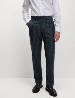 Regular Fit Wool Linen Blend Pinstripe Suit Trousers -Marksandspencer Sale Store Regular Fit Wool Linen Blend Pinstripe Suit Trousers 5