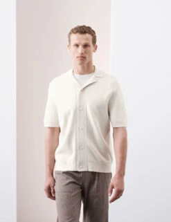 Relaxed Button Through Knitted Polo Shirt -Marksandspencer Sale Store Relaxed Button Through Knitted Polo Shirt 2