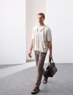 Relaxed Button Through Knitted Polo Shirt