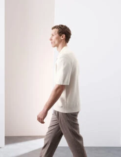 Relaxed Button Through Knitted Polo Shirt -Marksandspencer Sale Store Relaxed Button Through Knitted Polo Shirt 4