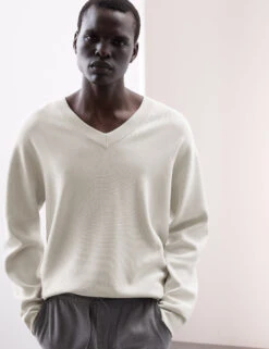 Relaxed Milano Knit V-Neck Jumper