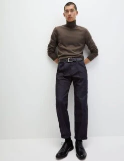 Relaxed Tapered Fit Single Pleat Jeans -Marksandspencer Sale Store Relaxed Tapered Fit Single Pleat Jeans 4