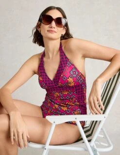 WHITE STUFF Reversible Printed Halterneck Tankini Top