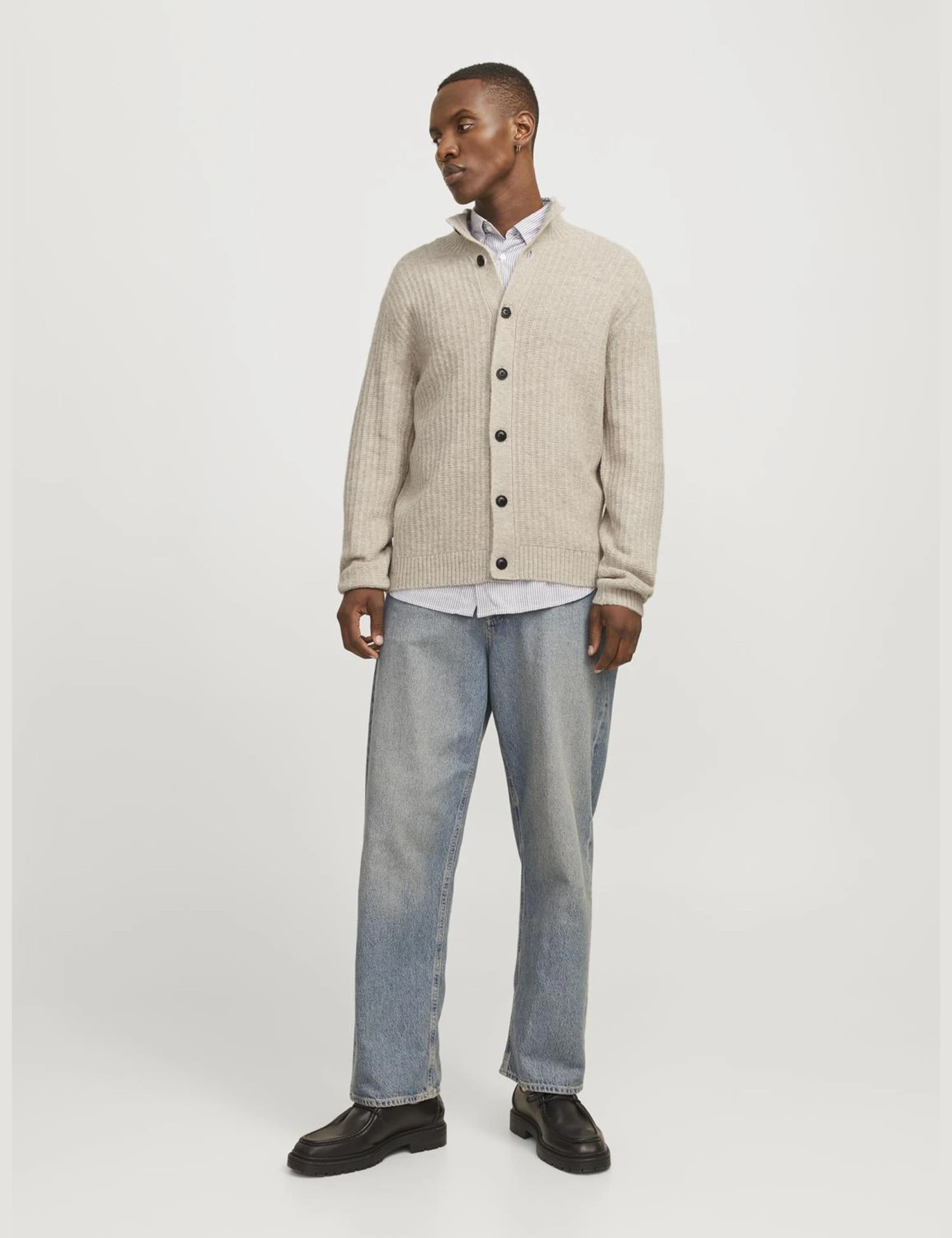 Jack & Jones Ribbed Funnel Neck Cardigan 3 Jack & Jones Ribbed Funnel Neck Cardigan - Image 3