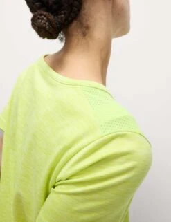 Round Neck Mesh Panel Relaxed T-Shirt 22 Round Neck Mesh Panel Relaxed T-Shirt -Marksandspencer Sale Store Round Neck Mesh Panel Relaxed T Shirt 2