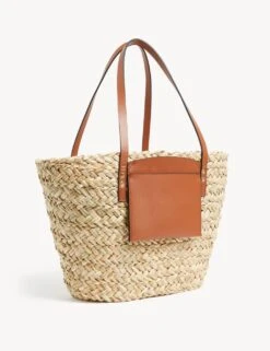 Straw Striped Tote Bag