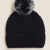 Knitted Faux Fur Pom Hat