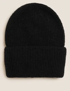 Knitted Rib Turn Up Beanie Hat