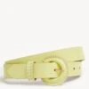 Leather Circle Buckle Whipstitch Jeans Belt