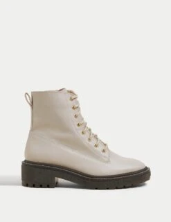 Leather Lace Up Ankle Boots