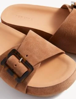 Suede Buckle Footbed Sliders -Marksandspencer Sale Store SD 01 T02 8896A VS X EC 1