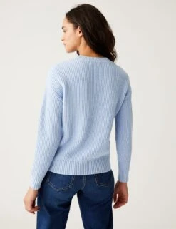 Cotton Rich Textured Crew Neck Jumper -Marksandspencer Sale Store SD 01 T38 0184 E2 X EC 3