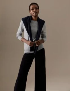 Pure Cashmere Textured Crew Neck Jumper