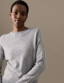 Pure Cashmere Textured Crew Neck Jumper -Marksandspencer Sale Store SD 01 T38 3394A T4 X EC 2