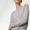 Pure Cashmere Textured Crew Neck Cardigan -Marksandspencer Sale Store SD 01 T38 3471B T4 X EC 0