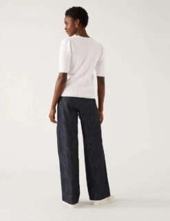 Cotton Rich Textured Knitted Top -Marksandspencer Sale Store SD 01 T38 6778 P6 X EC 3