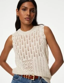 Cotton Rich Textured Knitted Vest