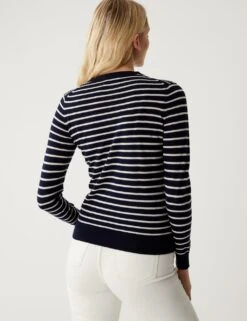Pure Merino Wool Striped Crew Neck Jumper -Marksandspencer Sale Store SD 01 T38 7722C F4 X EC 4