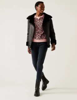 Cotton Rich Printed Crew Neck Sweatshirt