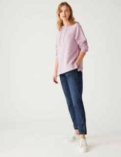 Pure Cotton Long Sleeve Longline Hoodie -Marksandspencer Sale Store SD 01 T41 5638C P9 X EC 1
