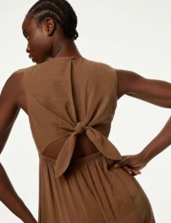 V-Neck Tie Detail Midaxi Waisted Dress -Marksandspencer Sale Store SD 01 T42 7140 N0 X EC 1