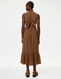 V-Neck Tie Detail Midaxi Waisted Dress -Marksandspencer Sale Store SD 01 T42 7140 N0 X EC 3