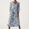Printed Tie Neck Puff Sleeve Midi Dress -Marksandspencer Sale Store SD 01 T42 7392 ZZ X EC 0