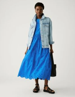 Pure Cotton Cutwork Maxi Tiered Dress -Marksandspencer Sale Store SD 01 T42 7841 E0 X EC 2