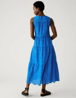 Pure Cotton Cutwork Maxi Tiered Dress -Marksandspencer Sale Store SD 01 T42 7841 E0 X EC 3