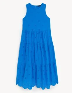 Pure Cotton Cutwork Maxi Tiered Dress -Marksandspencer Sale Store SD 01 T42 7841 E0 X EC 90