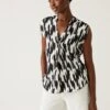 Satin Printed V-Neck Popover Blouse -Marksandspencer Sale Store SD 01 T43 5986 Y4 X EC 0