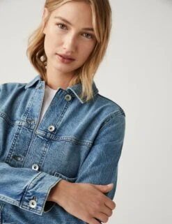 Denim Collared Cropped Jacket