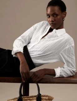 Pure Cotton Broderie Detail Shirt