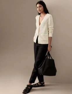 Cotton Rich Crochet V-Neck Cardigan -Marksandspencer Sale Store SD 01 T50 5198T KY X EC 1