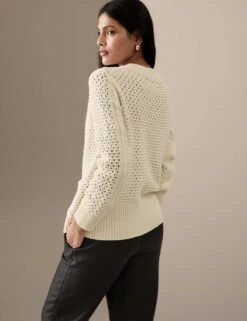 Cotton Rich Crochet V-Neck Cardigan -Marksandspencer Sale Store SD 01 T50 5198T KY X EC 3