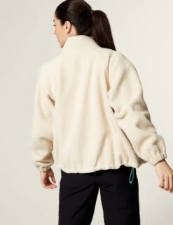 Borg Zip Up Fleece Cropped Jacket -Marksandspencer Sale Store SD 01 T51 5332 L0 X EC 2