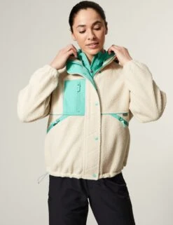 Borg Zip Up Fleece Cropped Jacket -Marksandspencer Sale Store SD 01 T51 5332 L0 X EC 3