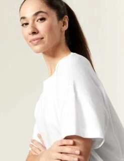 Pure Cotton Scoop Neck Oversized T-Shirt -Marksandspencer Sale Store SD 01 T51 5340 Z0 X EC 4